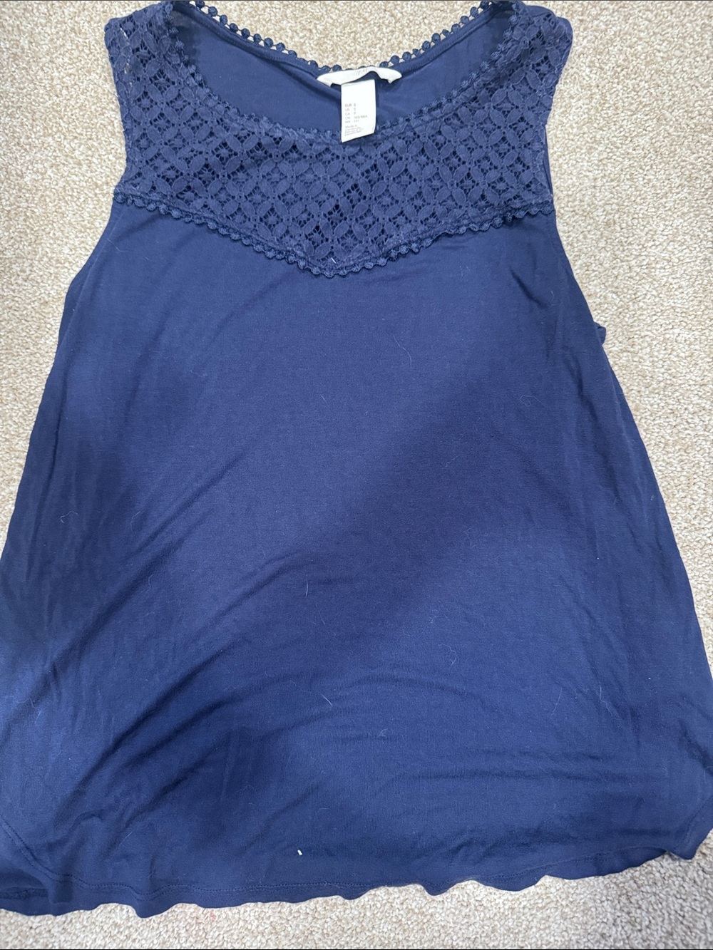 H&M Navy Blue Lace Yoke Tank Top